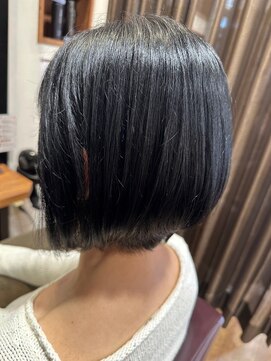 美容室ヒラトヤ 仙北店 切りっぱなしボブディ夏カラー＊暗髪アッシュブラウン30代40代