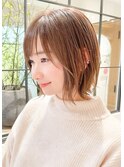 大人可愛い20代30代40代50代ウルフレイヤーボブ丸みショートボブ