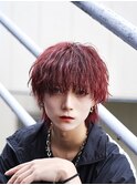 マッシュウルフ/メンズウルフ/ウルフカット/赤髪ウルフ/波巻き