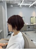 小顔ショートボブカラー大人ショートボブひし形ショートカット