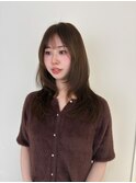 <ゲスト>柔らかレイヤースタイル、オリーブブラウンxセミロング