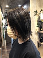 ヘアー クリエイト カルバリ(HAIR CREATE Calbari) ナチュラルフラットボブ&ダークカーキ