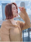 透明感オレンジブラウン◎大人ヘルシーボブ