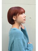 赤系カラーのショートボブ