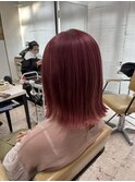 ボブレイヤーカットデザインカラーチェリーレッドピンク所沢練馬