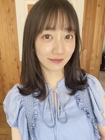 大人かわいい艶髪ストレート小顔シースルーバングまろベージュ