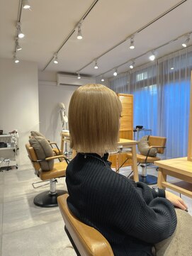 クラップス 上大岡(CLAPS) 切りっぱなしボブ/ミルクティーベージュ/外ハネボブ/2ブリーチ