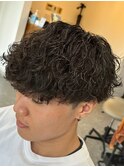波巻きパーマメンズパーマメンズヘアツーブロックツイストパーマ