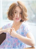 TRE南流山　ミルクティーピンクでウェーブミディアムボブパーマg