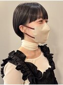 ショートボブショートカットワイドバング丸みショート/木梨健太