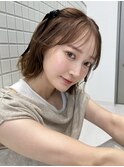 くびレイヤーボブルフネビージュ小顔ワンレンこなれミディ