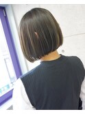 オリーブブラウン×大人ミニボブスタイル