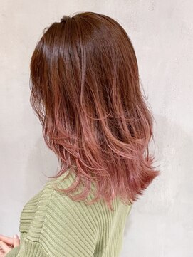 アイティーバイアルバム 八王子店(IT by ALBUM) ピンクグラデーション_切りっぱなしボブエアリーロング_ba325083