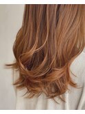 ロングレイヤー×ハイライト×オレンジ
