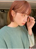 熊本 ミニボブ オレンジブラウン ワイドバング  髪質改善 Arisa.