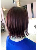 大人のブリーチ、スタイリッシュピンク ×切りっぱなしミディ