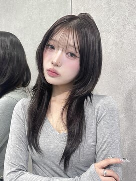 ルームバイシー 新宿(Loom. by Sea) □オリーブグレー×小顔[ココアベージュ/黒髪/くらげヘアー]