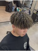 メンズパーマ金メッシュパイルツイストマッシュ