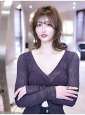 20代大人ガーリーミディアムレイヤーカット/ダークアッシュ