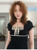 poodle perm/ orange beige