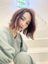 ジエクトカナウ 大阪梅田店(The Ect canow) マロンベージュ/Aラインボブ/かきあげバング