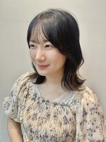 外ハネ　くびれボブ　ミディアム
