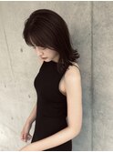 ダークブラウン/チョコレートカラー/切りっぱなしボブ/緒方芽久