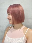 ボブミルクティーベージュブリーチダブルカラー堀江