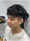メンズマッシュ刈り上げ波巻きツイストスパイラルパーマ北千住