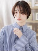 小顔補正カットうざバング透明感丸みショートc7戸頭20代30代40代
