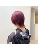 ショートウルフ/ピンクカラー/ボルドーカラー