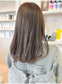 福山市美容室Caary20代30代透明感グレージュカラーセミロング