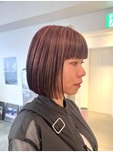 前髪ありボブアンブレラカラーピンクボブミニボブ顎ラインボブ
