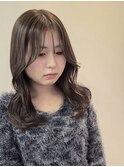 オリーブグレージュ/透明感カラー/セミロング