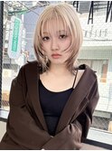 ブロンド×ハッシュカット×垢抜け 裾カラー ウルフカット t417