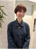 ショートパーマ、透明感カラー、ショート