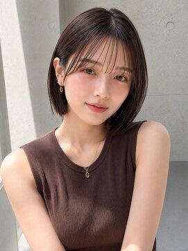 ノア 三宮店(NOA) 【NOA】切りっぱなしボブ×シースルーバング×透明感ブラウン
