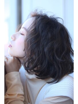 ソイクフ 四条大宮店(SOY-KUFU) 大人可愛い20代30代40代◎ふんわりパーマグレーベージュボブ