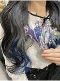 にじさんじ 小柳ロウ インナーカラー 裾カラー シルバー ブルー