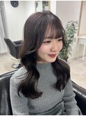 顔まわりレイヤー 艶カラー 暗髪 韓国風 髪質改善 福岡美容室