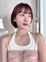 ガーデンヨコハマ(GARDEN YOKOHAMA)&nbsp;ボブ 内巻き ワイドバング ピンクブラウン くびれヘア