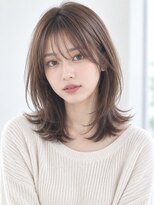 フレイムス ヘアアンドリラックス 大宮東口店(Frames)&nbsp;ミディアムレイヤー20代30代40代前髪あり前髪なし面長丸顔越谷