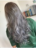 20代30代大人可愛いグラデーショ×デザインカラー無造作ウェーブ