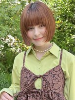 ラミエバイメルト 下北沢(lamie by melt)&nbsp;顔まわりレイヤーミニボブオレンジブラウンダブルカラー【村上】