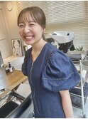 大人かわいいシースルーバングポニーテール☆透明感ベージュ
