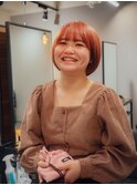 ピンクベージュ+マッシュショート【@hair_mazda】