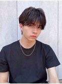 メンズショート前髪ありマッシュパーマ丸顔面長絶壁K20240506