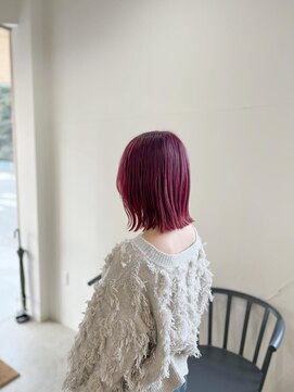 ヒュー(HUE) 外ハネボブ/ワインレッド/チェリーレッド