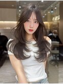 ミニウルフレイヤーカット顔周り前髪韓国ミディアムロング/池袋