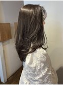 オリーブグレージュ ブリーチなしダブルカラー 韓国 レイヤー